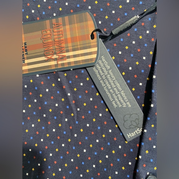 NEW-Size S Mens Hart Schaffner Marx Long Sleeve Button Down Shirt Cotton Navy - Picture 5 of 10